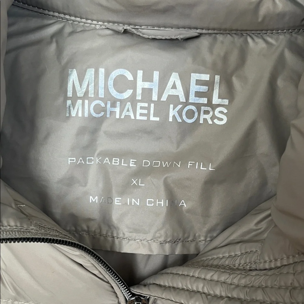 Michael Kors Packable Down Fill Taupe Brown‎ Tan Long Jacket Coat XL